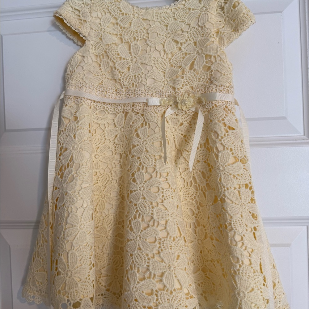 Rare Editions Cream Puff Sleeve A-Line Dress